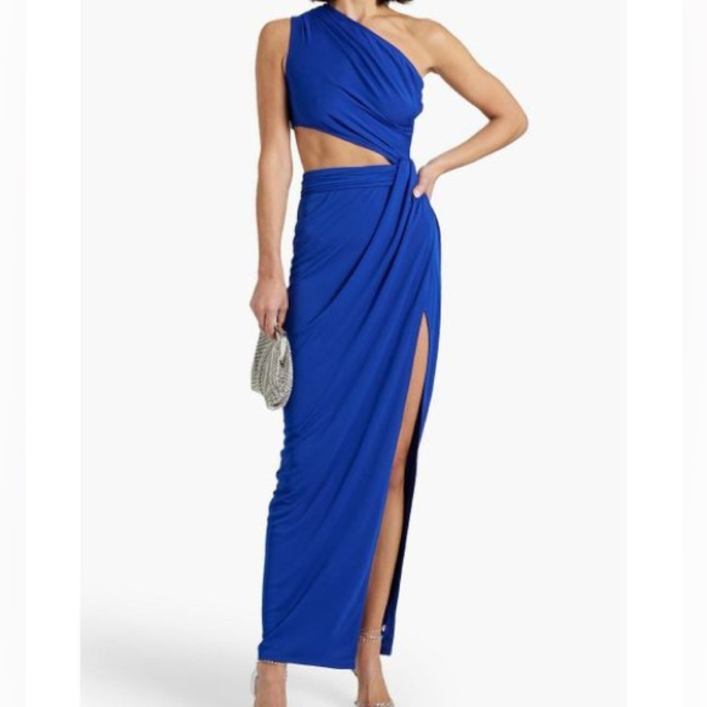 Women's Blue Aido One-shoulder Cutout Crepe Maxi Dress
